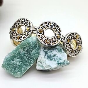 Brighton "SACRED CIRCLE" Two-Tone Scroll & Swarovski Crystal Linked Bracelet!